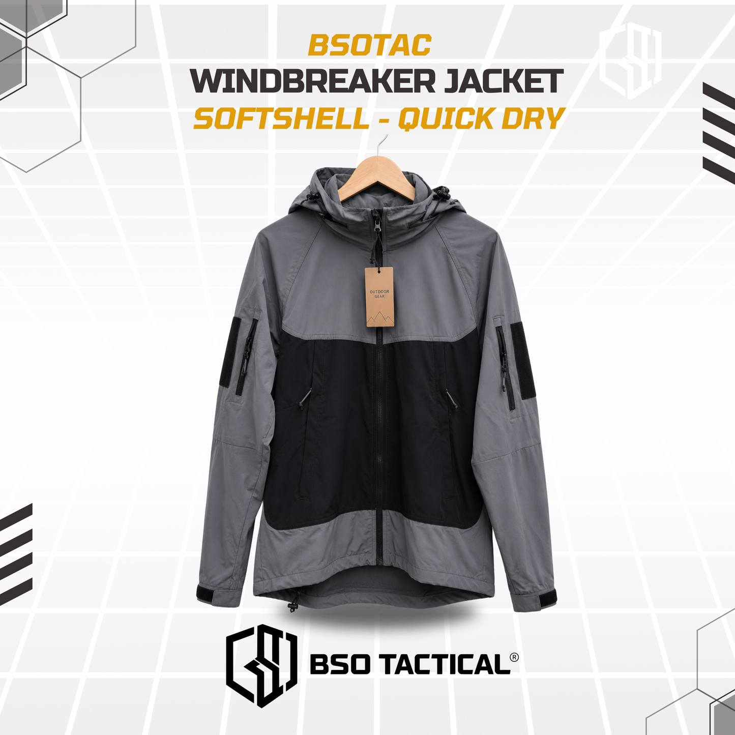 Jacket Windbreaker Soft Shell with Hoodie for Outdoor Quick Dry