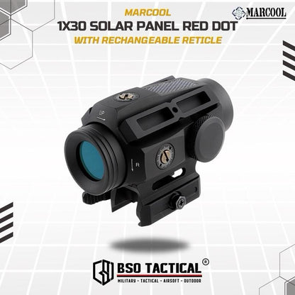 Marcool 1x30 Solar Panel Energy Tactical Red Dot Sight Full Metal Picatinny