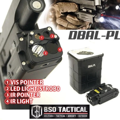 Senter Tactical DBAL PL LED Flashlight Strobo IR Red Laser Full Metal