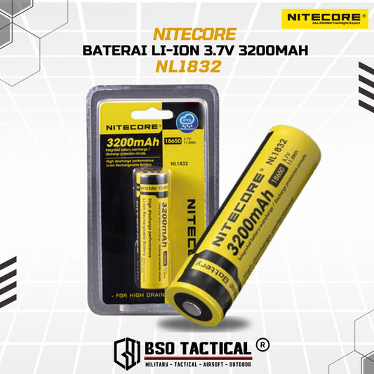 NITECORE Rechargeable 18650 Baterai Li-ion 3200mAh 3.7V - NL1832 ORI