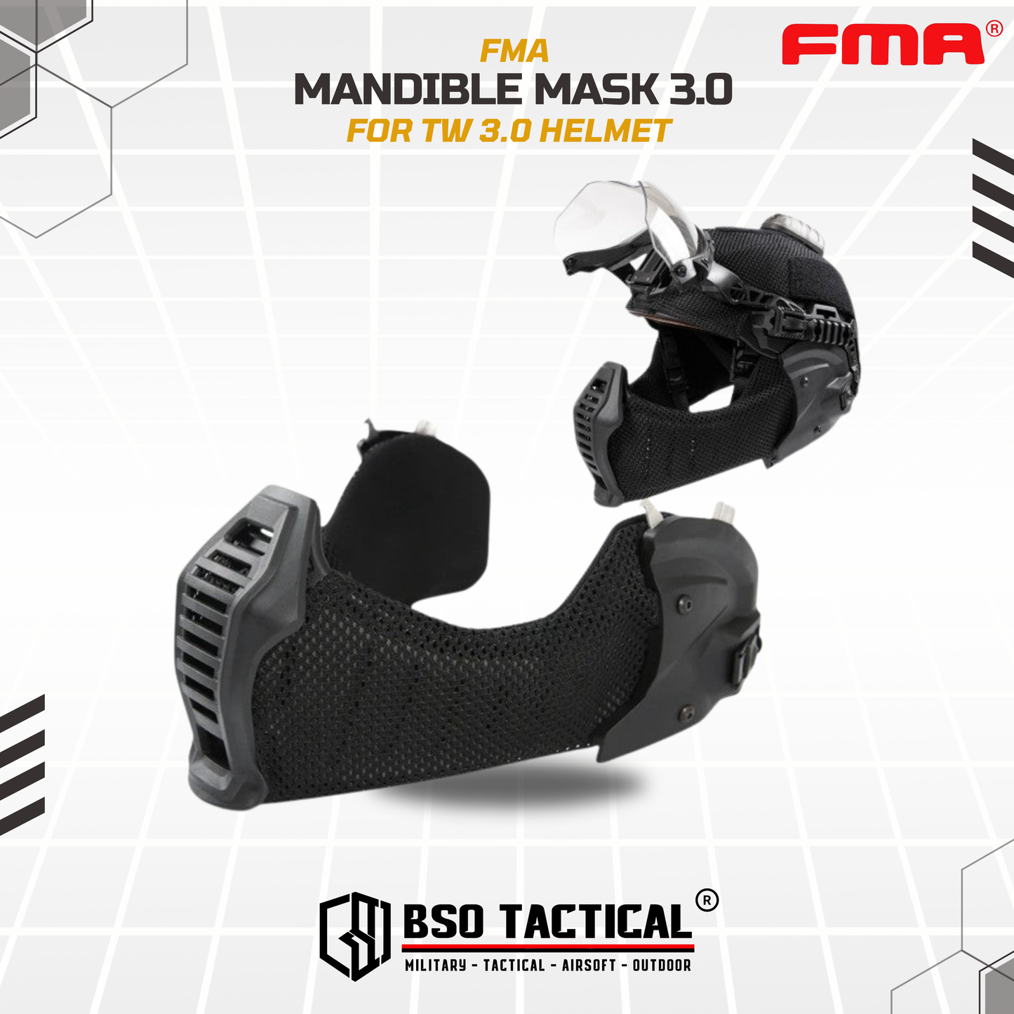 FMA Tactical Mandible EX Mask 2.0 3.0 Ear Face Protection for TW EX Helmet