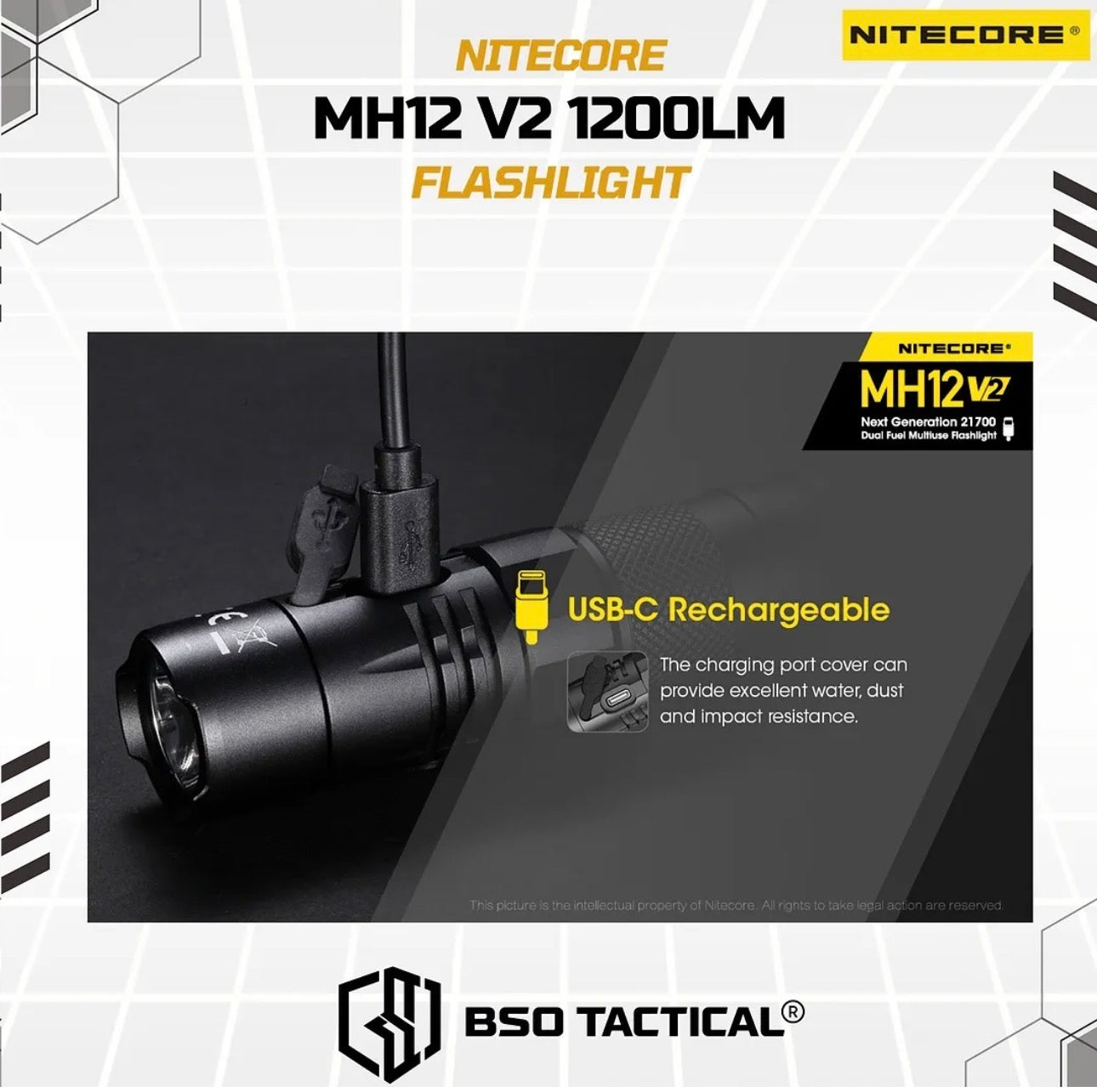NITECORE Senter MH12 V2 LED CREE XP-L2 V6 1200 Lumens Outdoor Flashlight Baterai Lamp