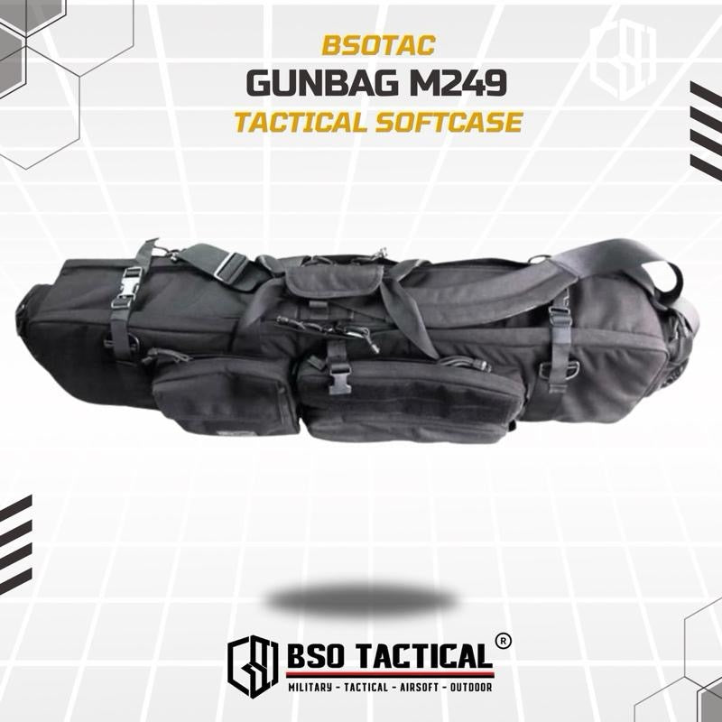 Tas Bag Long Case M249 Dinier 2 Slot Softcase Multifungsi Outdoor Tactical Gunbag dengan 3 Saku dan Tali Genggam Adjustable untuk Aktivitas Outdoor