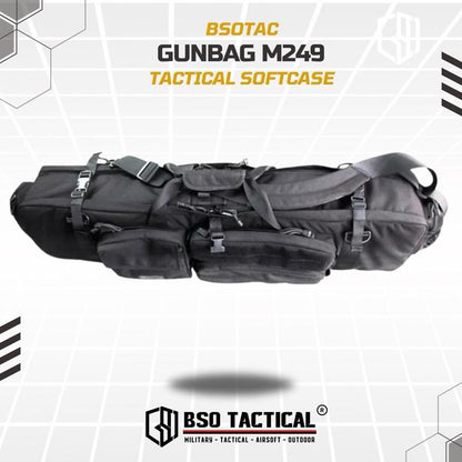 Tas Bag Long Case M249 Dinier 2 Slot Softcase Multifungsi Outdoor Tactical Gunbag dengan 3 Saku dan Tali Genggam Adjustable untuk Aktivitas Outdoor