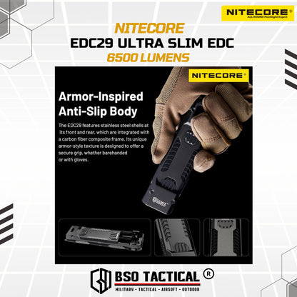 NITECORE Senter EDC29 LED Flashlight UHi 20 Max Lumin Shield 6500 Lumens Baterai USB - ORIGINAL