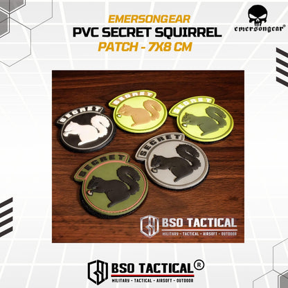 Emerson Gear Rubber Patch Secret Squirrel 3D Desain PVC TacticalPatch 7x8 cm Velkro Siap Pakai untuk Tas Jaket Topi Rompi - EM5548