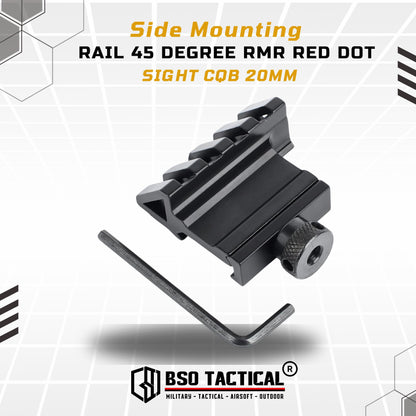 Side Mounting Rail 45 Degree RMR Red Dot Sight CQB 20mm Picatinny