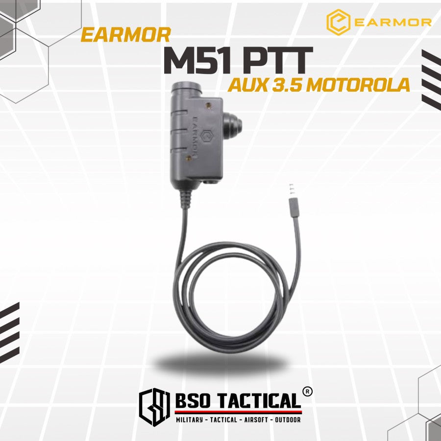 Earmor PTT M51 AUX 3.5mm Jack for Moto 2 Way Radio Adapter
