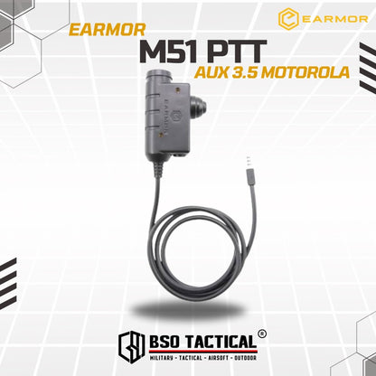 Earmor PTT M51 AUX 3.5mm Jack for Moto 2 Way Radio Adapter