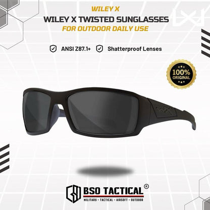 Kacamata Olahraga Outdoor Wiley X Twisted Riding Casual Sunglasses Matte Black Smoke Lens ORIGINAL
