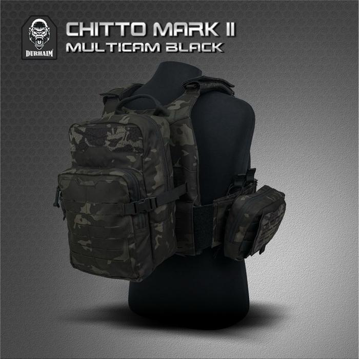 Durhaim Chitto Mark II Plate Carrier Tactical Vest Multicam Black Full Set Rompi Outdoor - ORIGINAL