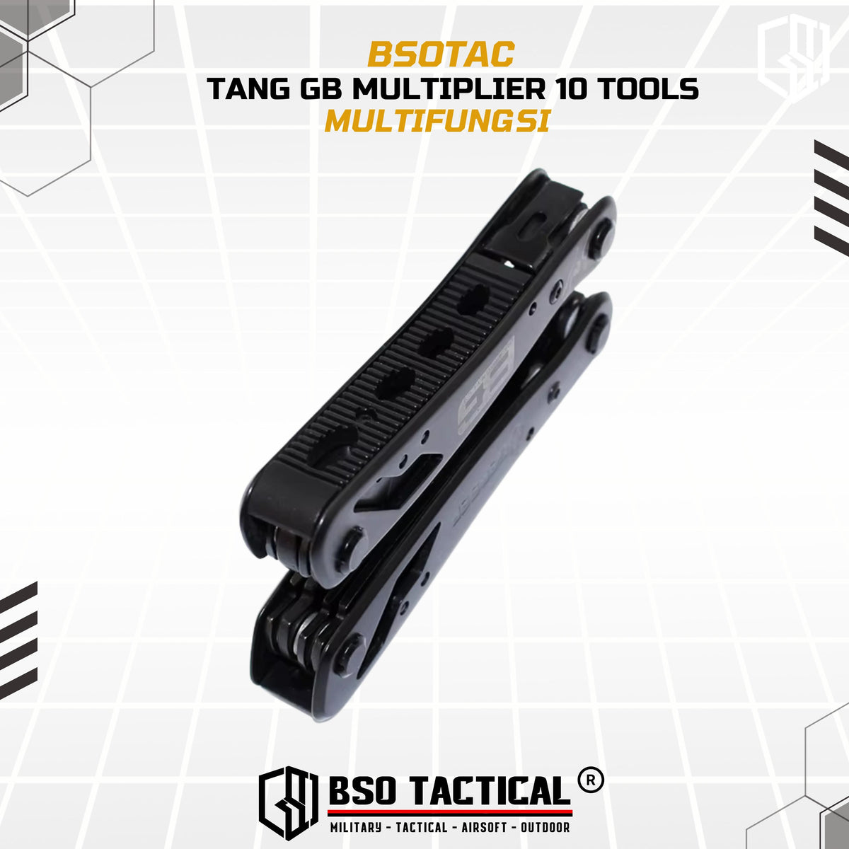 Tang GB Multiplier 10 Tools Butterfly Opening Kit Multifungsi + Bonus Black Stainless Steel