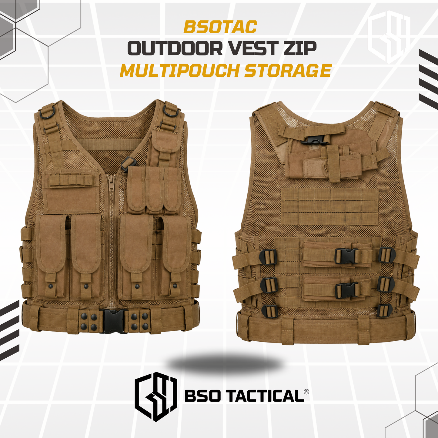 Rompi Outdoor ZIP Nets Tactical Vest Multifunctional Body Protection