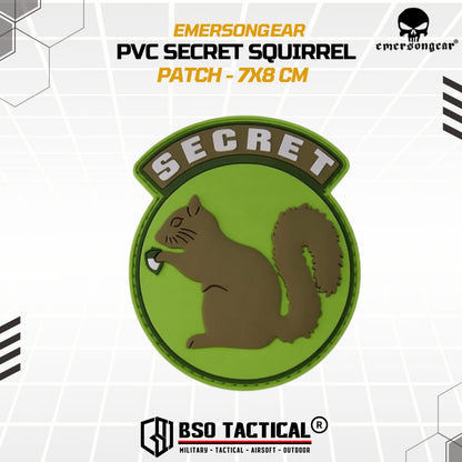 Emerson Gear Rubber Patch Secret Squirrel 3D Desain PVC TacticalPatch 7x8 cm Velkro Siap Pakai untuk Tas Jaket Topi Rompi - EM5548
