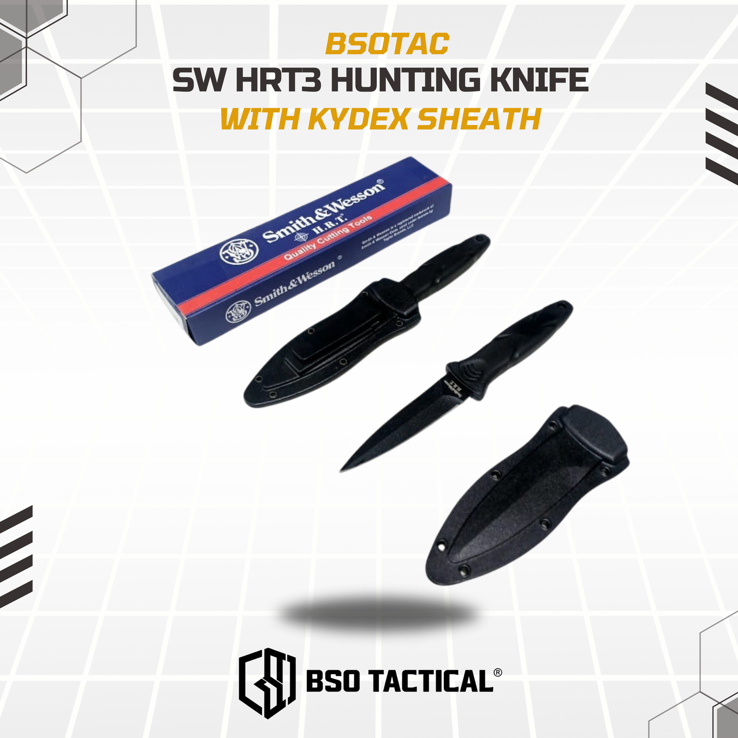 Pisau Hunting Outdoor Tactical SWHRT 3 Pisau Kalung Multifungsi With Kydex Sheath