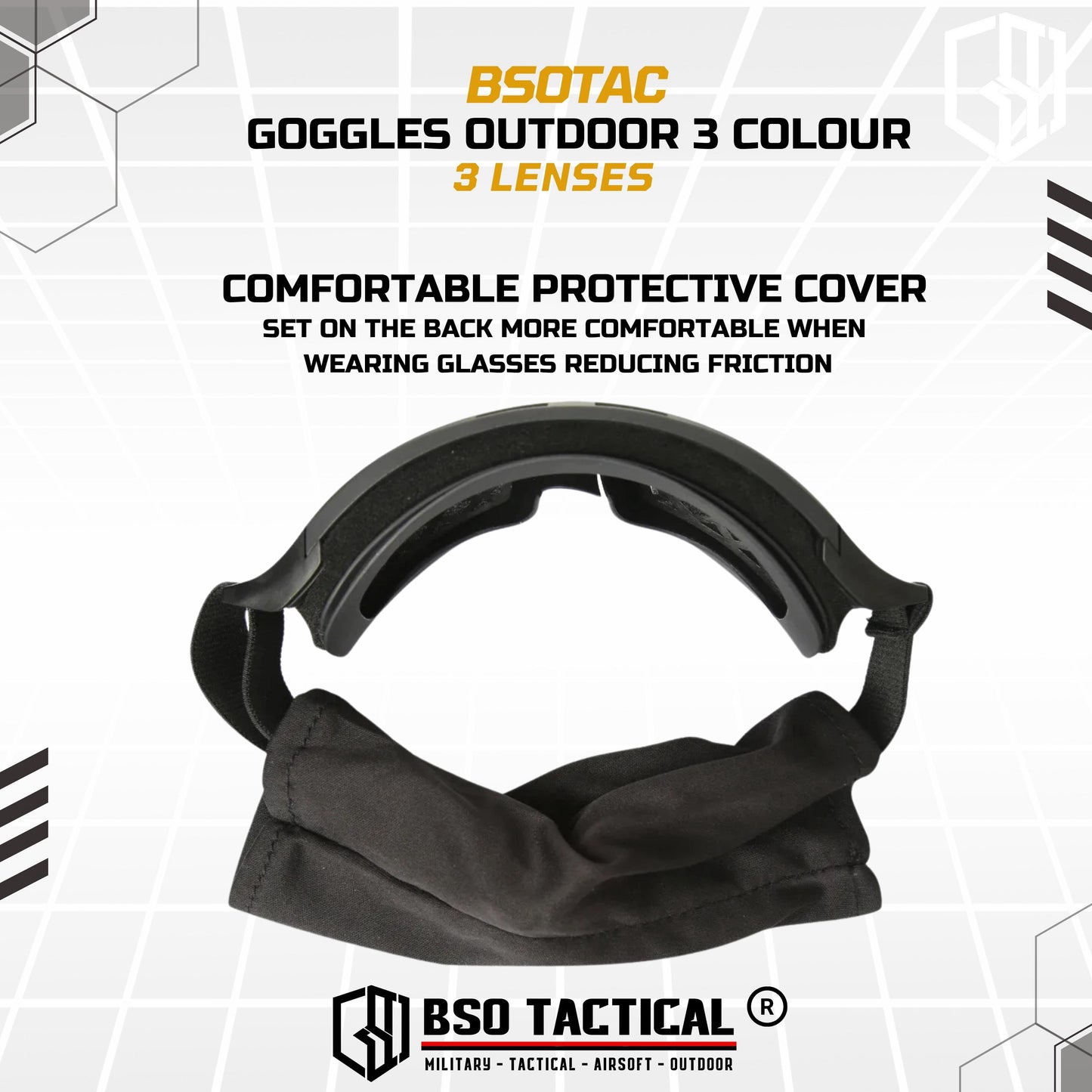 Tactical Outdoor Goggle 3 Lens Rubber Polymer Multifungsi Eye Protection