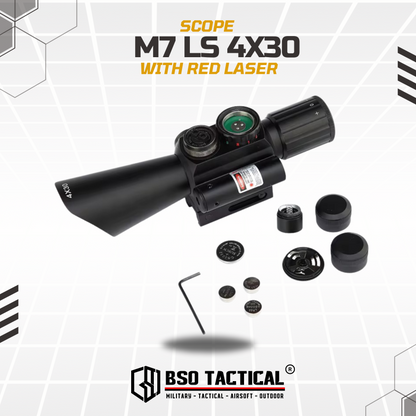 Scope M7 LS 4x30 with Red Laser Full Metal Picatinny Rail