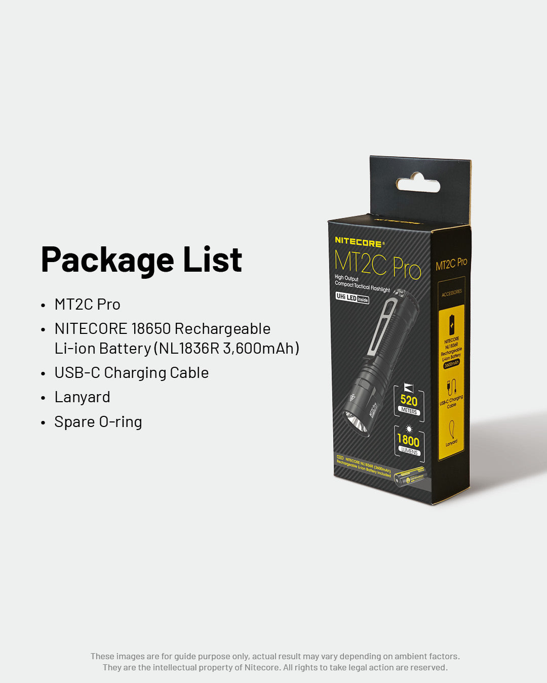 NITECORE MT2C PRO Senter LED Tactical Flashlight UHi 20 IP68 1800 Lumens Outdoor Flashlight Camping - ORIGINAL