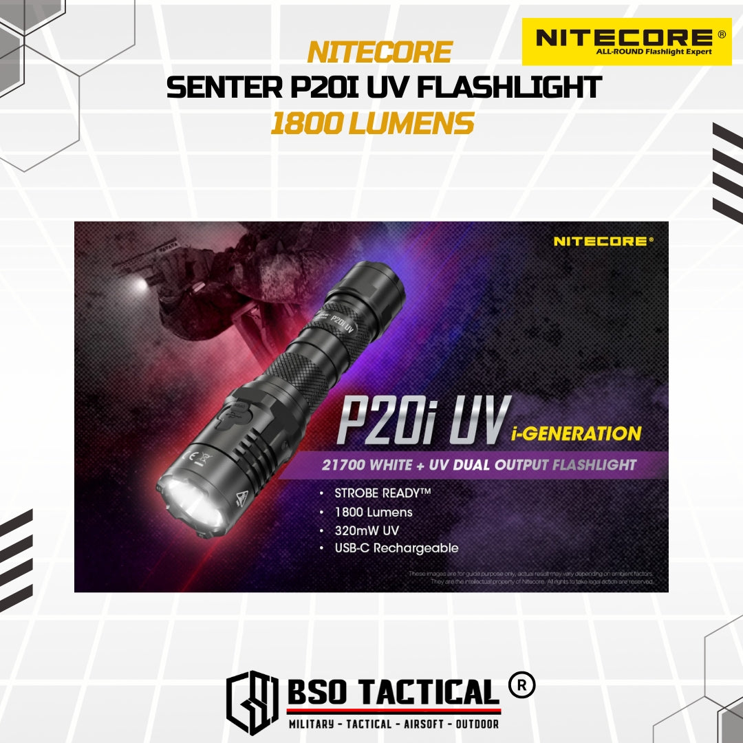 NITECORE Senter UV Ultraviolet Flashlight SST-40-W 4xUV LED 1800Lumens - P20iUV
