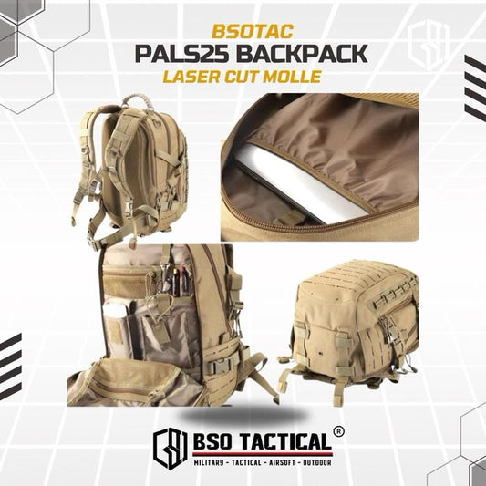 Tas Ransel Molle Backpack PALS 25L EDC Outdoor 600D Polyester 210D Lining 42x12x21cm 1.5kg Hyrox Camping Hiking Bag