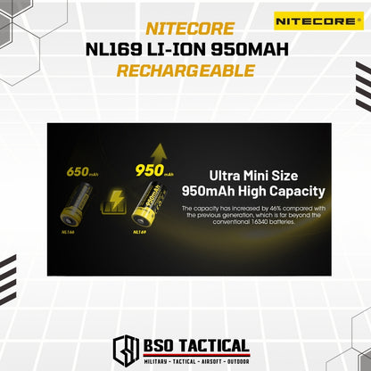 NITECORE Baterai Rechargeable CR123 16340 Li-Ion 3.6V 950mAh - NL169