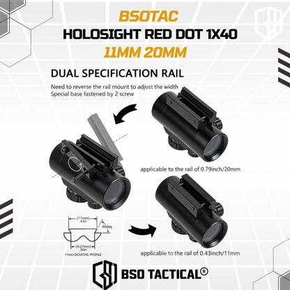 Holosight Red Dot 1x40 Hunting Sight 11mm 20mm Mounting Riflescope