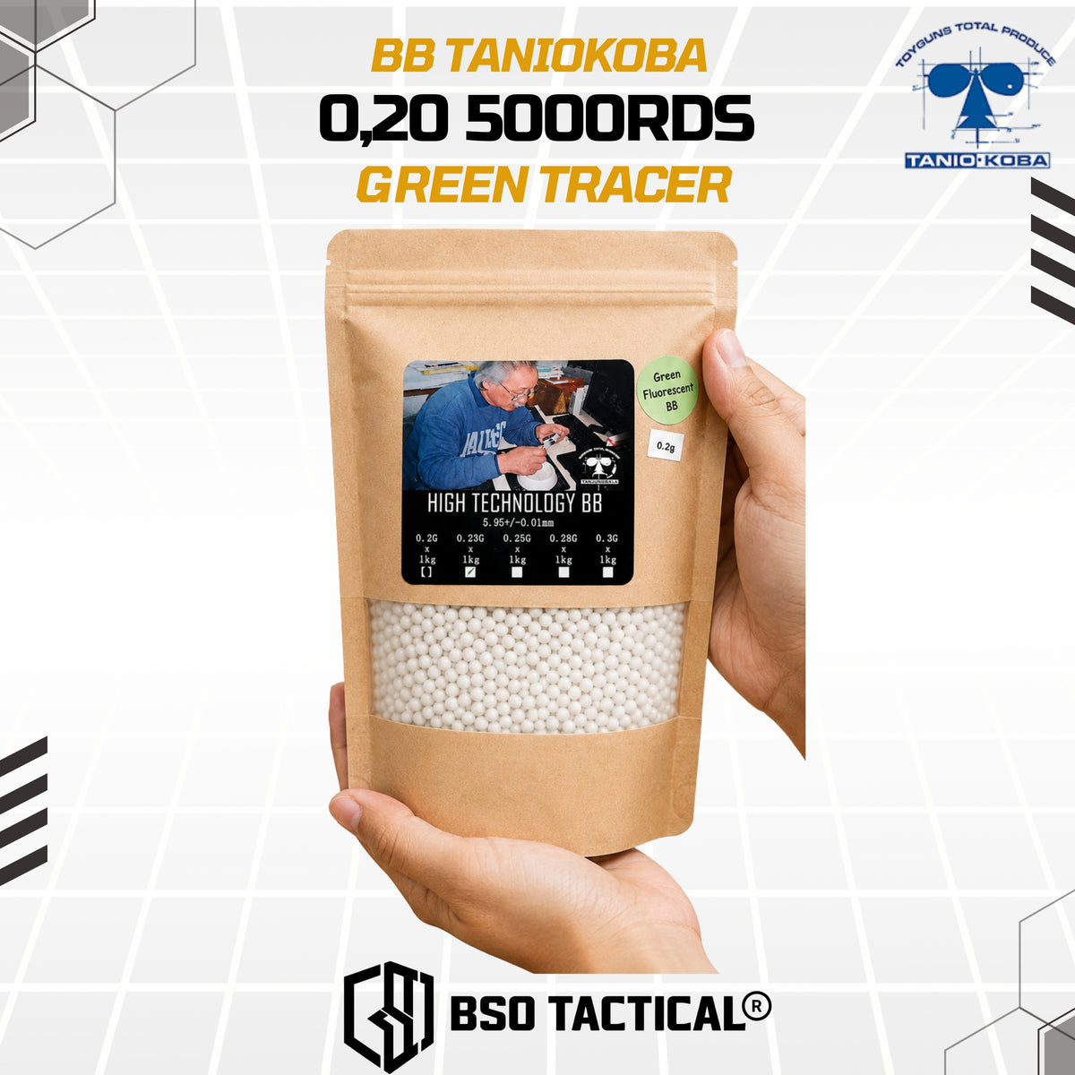 Taniokoba BB Airsoft 6mm Green Tracer 0.20 0,20 5000rds High Tech - ORIGINAL