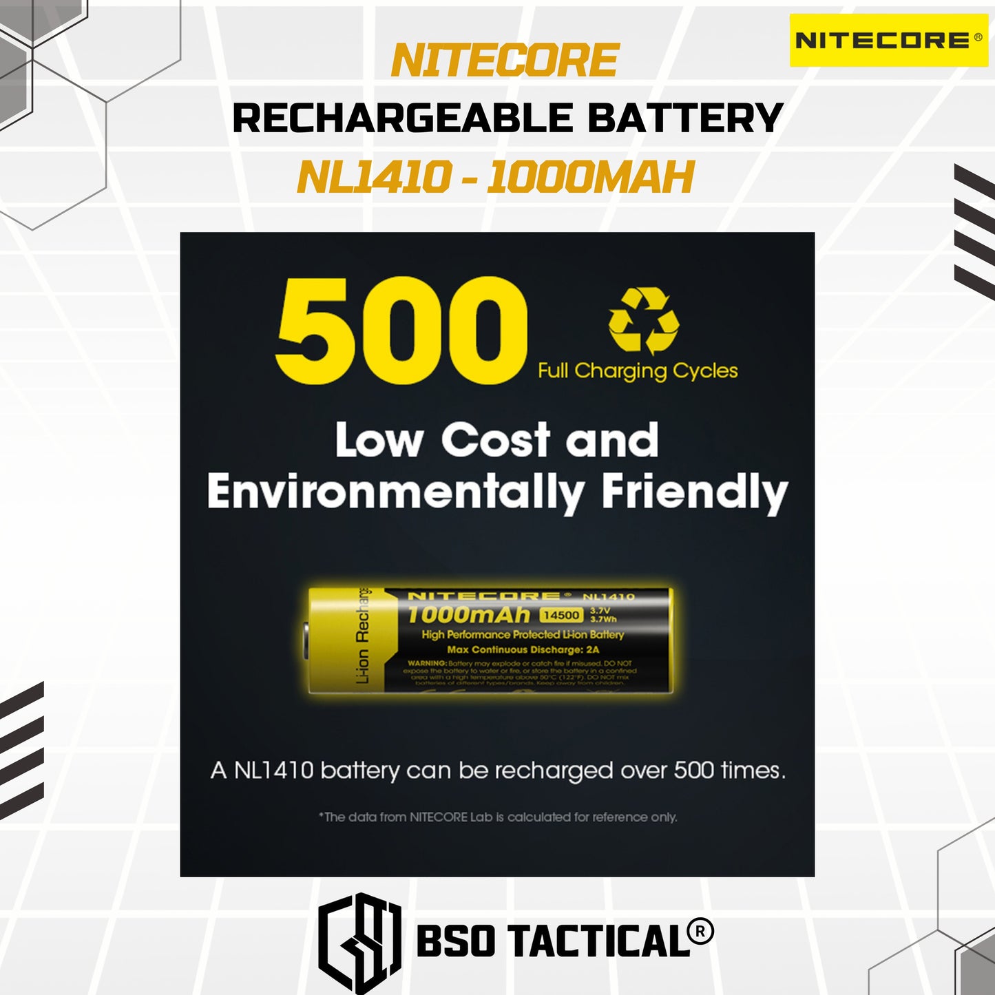 Nitecore Battery 14500 Rechargeable 1000mah Li Ion 3.7V ORIGINAL Batre Baterai