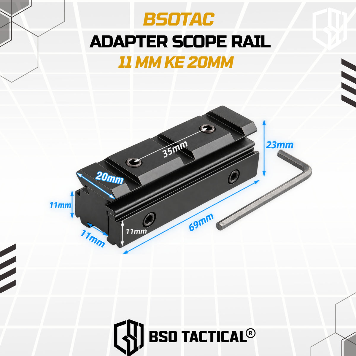 Adapter Scope Rail 11 mm ke 20mm Tactical Hunting Mounting Full Metal