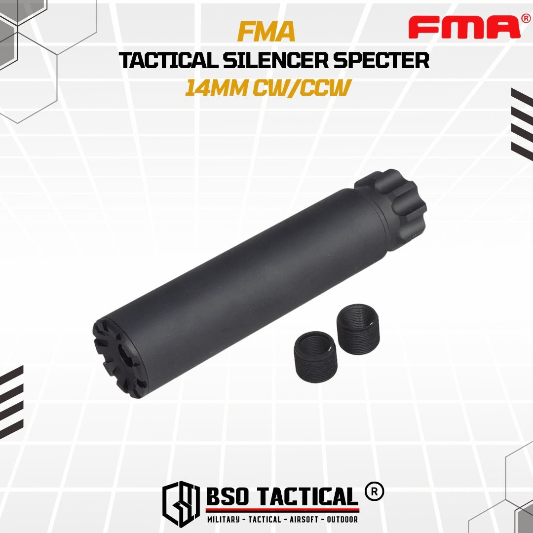 FMA Tactical Airsoft Silencer SPECTER Style 14mm CW CCW Alumunium