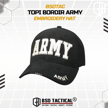 Topi Outdoor Bordir ARMY Embroidery Hat Casual Cap Adjustable Allsize