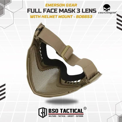 Emerson Gear Tactical Full Face Mask 3 Lens for Fast Helmet - BD6653