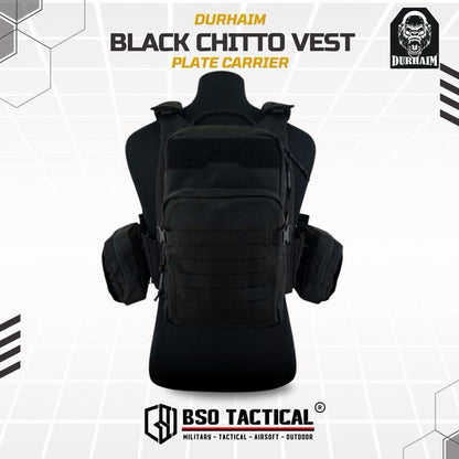 Durhaim Black Chitto Mark II Plate Carrier Tactical Vest Full Set Rompi Outdoor - ORIGINAL