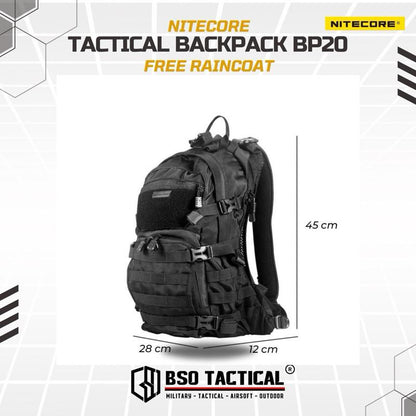 Tas Ransel Nitecore Tactical BP20 Outdoor Backpack Include Raincoat Bag ORIGINAL