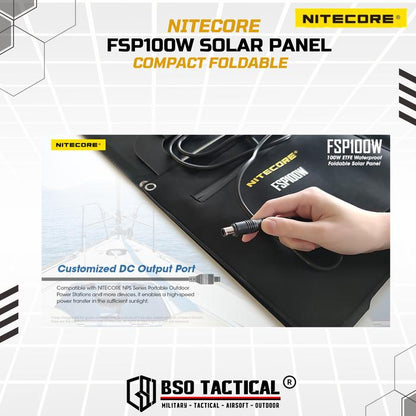 NITECORE FSP100 Solar Panel Portable Foldable High Efficiency 100W IPX5