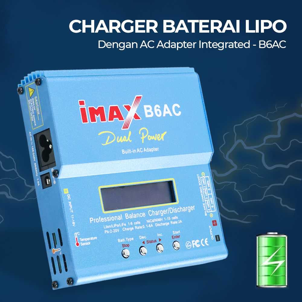 IMAX B6AC Charger Baterai LiPo dengan AC Adapter Integrated RC Battery Remote Control Toy