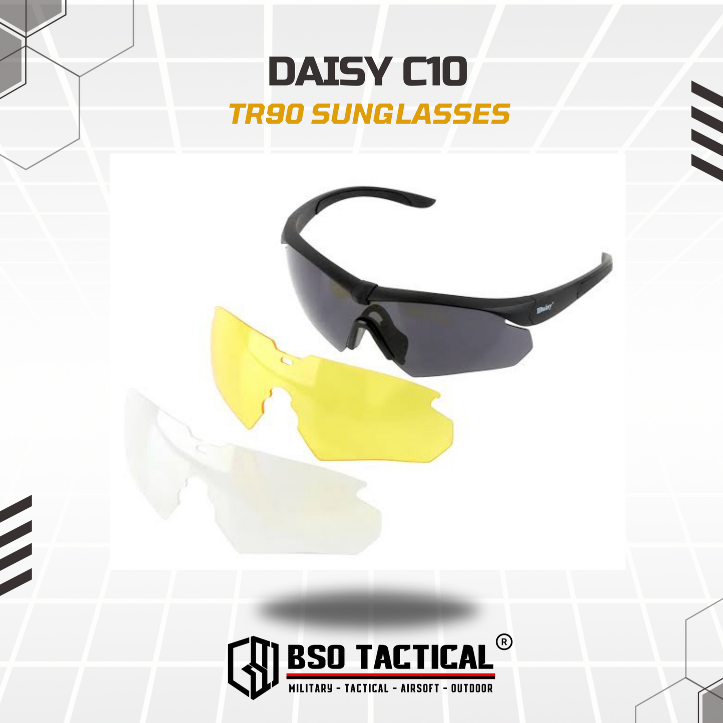Kacamata Outdoor Daisy C10 Tactical Sun Glasses TR90 Frame 3 Lens