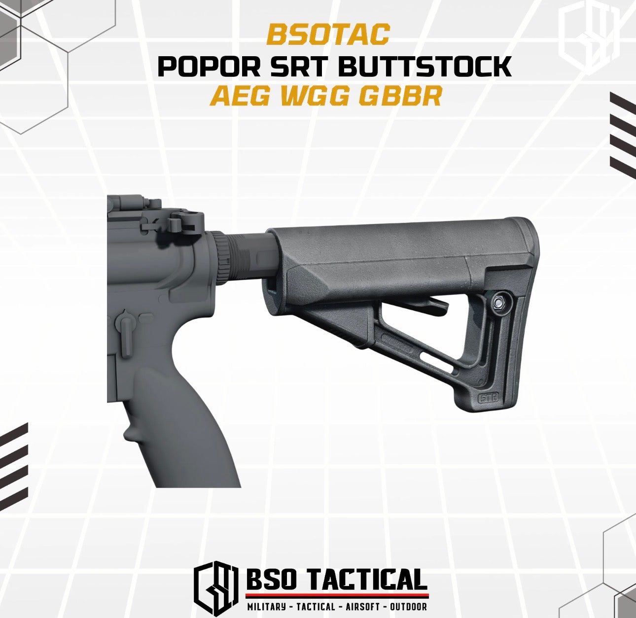 BD Tactical Popor SRT Style Polymer Buttstock Adjustable Position for AEG WGG GBBR