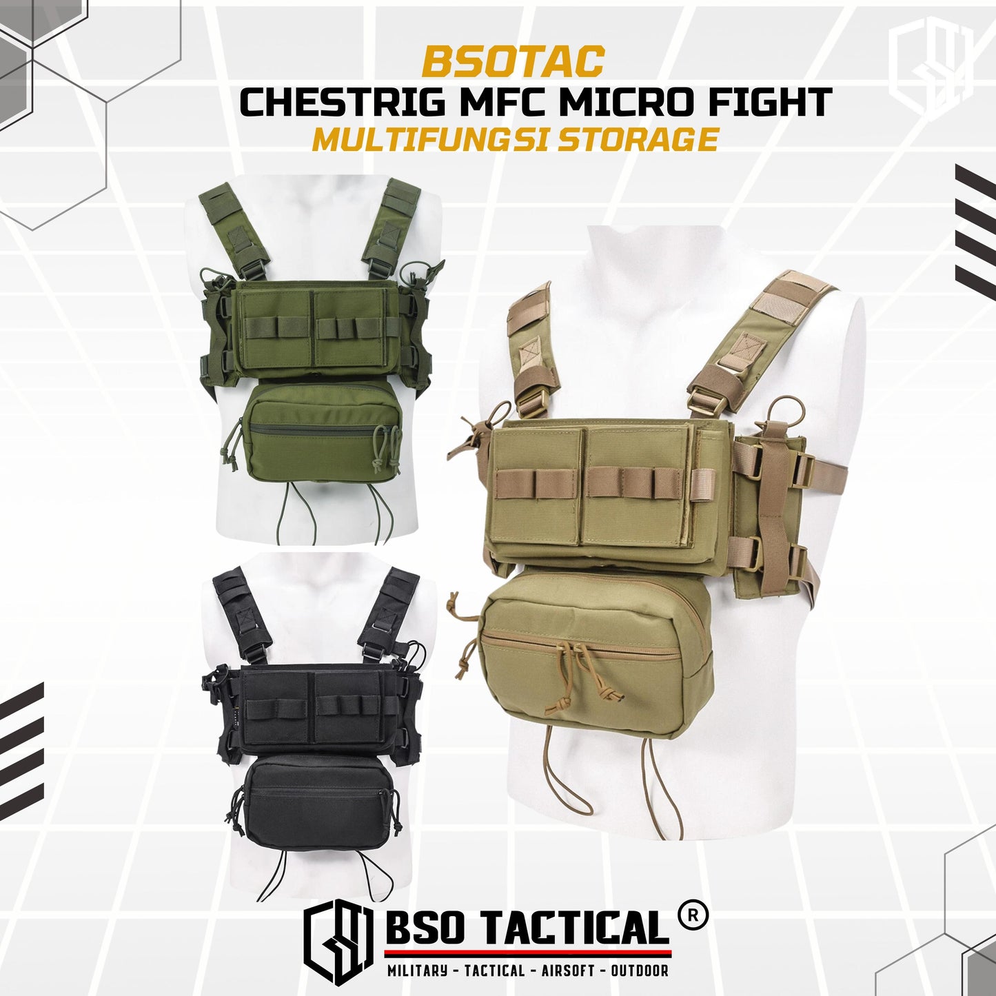 Chestrig Tactical MFC Micro Fight Classic Chest Rig Multifungsi Storage MG Pouch Outdoor Sport