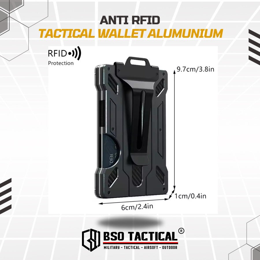 Tactical Magic Wallet Anti RFID Alumunium Card Holder Carbon with Clip Dompet Kartu