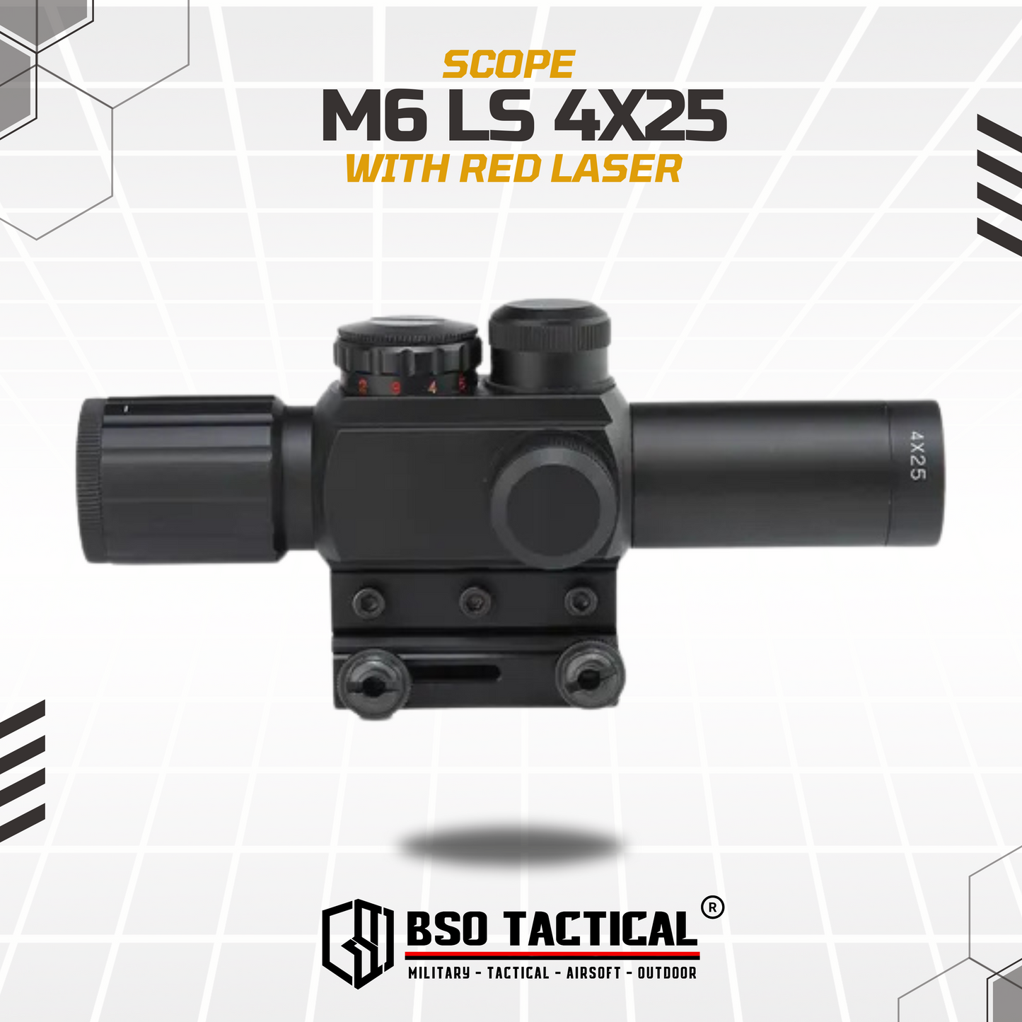 Red Dot Scope Laser M6 LS 4x25 Full Metal Picatinny