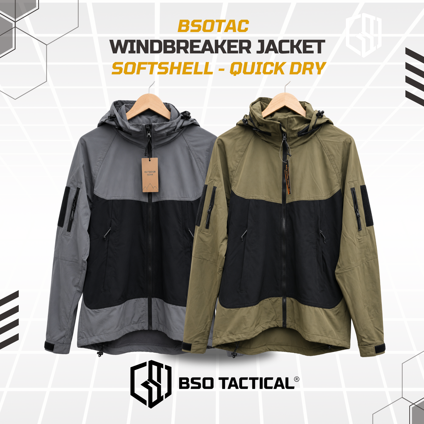 Jacket Windbreaker Soft Shell with Hoodie for Outdoor Quick Dry