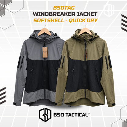 Jacket Windbreaker Soft Shell with Hoodie for Outdoor Quick Dry