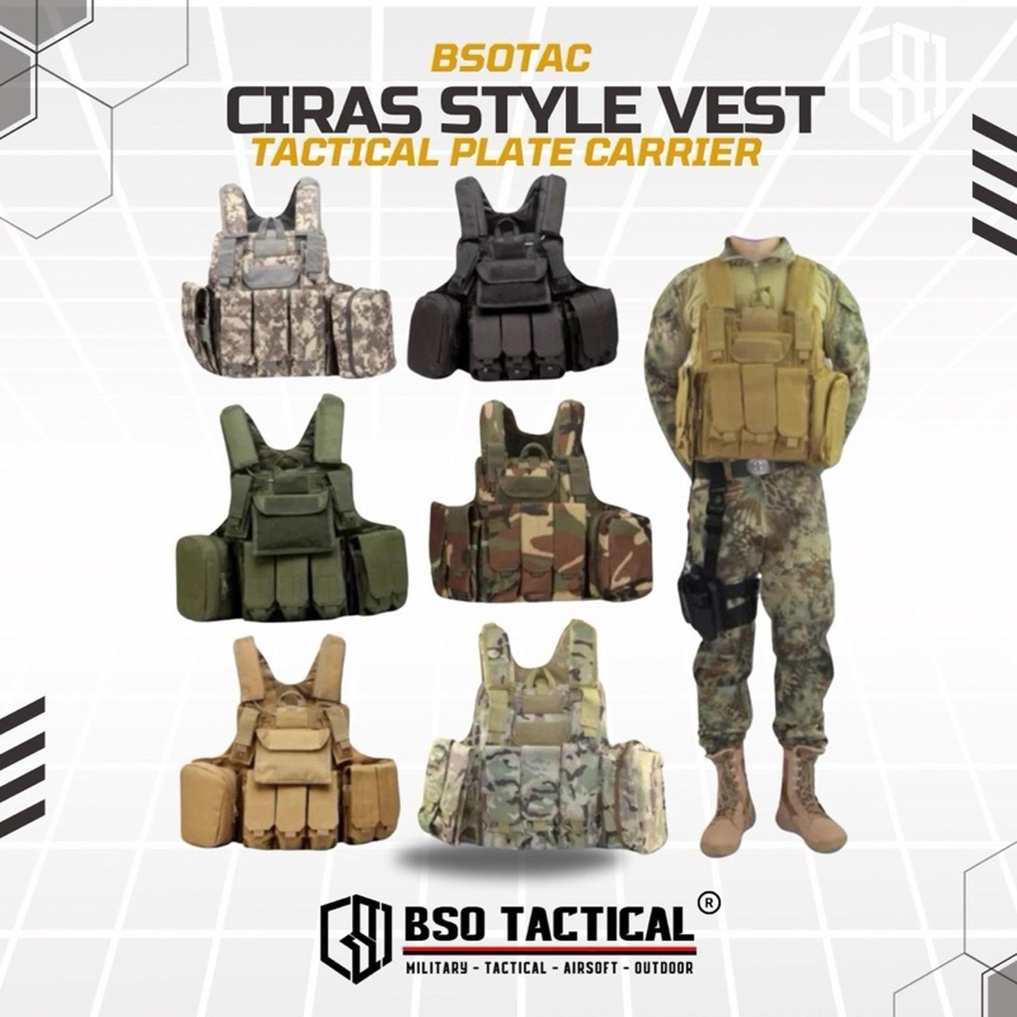 Rompi Olahraga CIRAS Outdoor Vest Full Set Pouch untuk Olahraga Luar Ruangan Sport