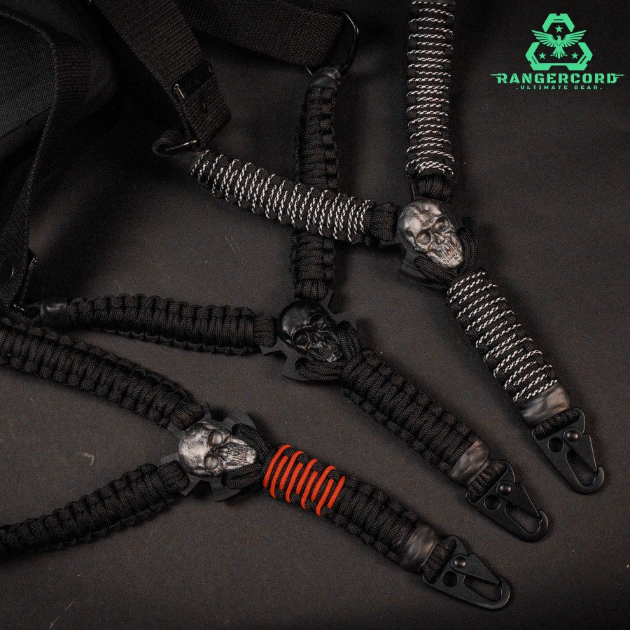 Tali Sandang Rangercord Sling Paracord Skull Custom Handmade 1 Point Metal Multifungsi Outdoor