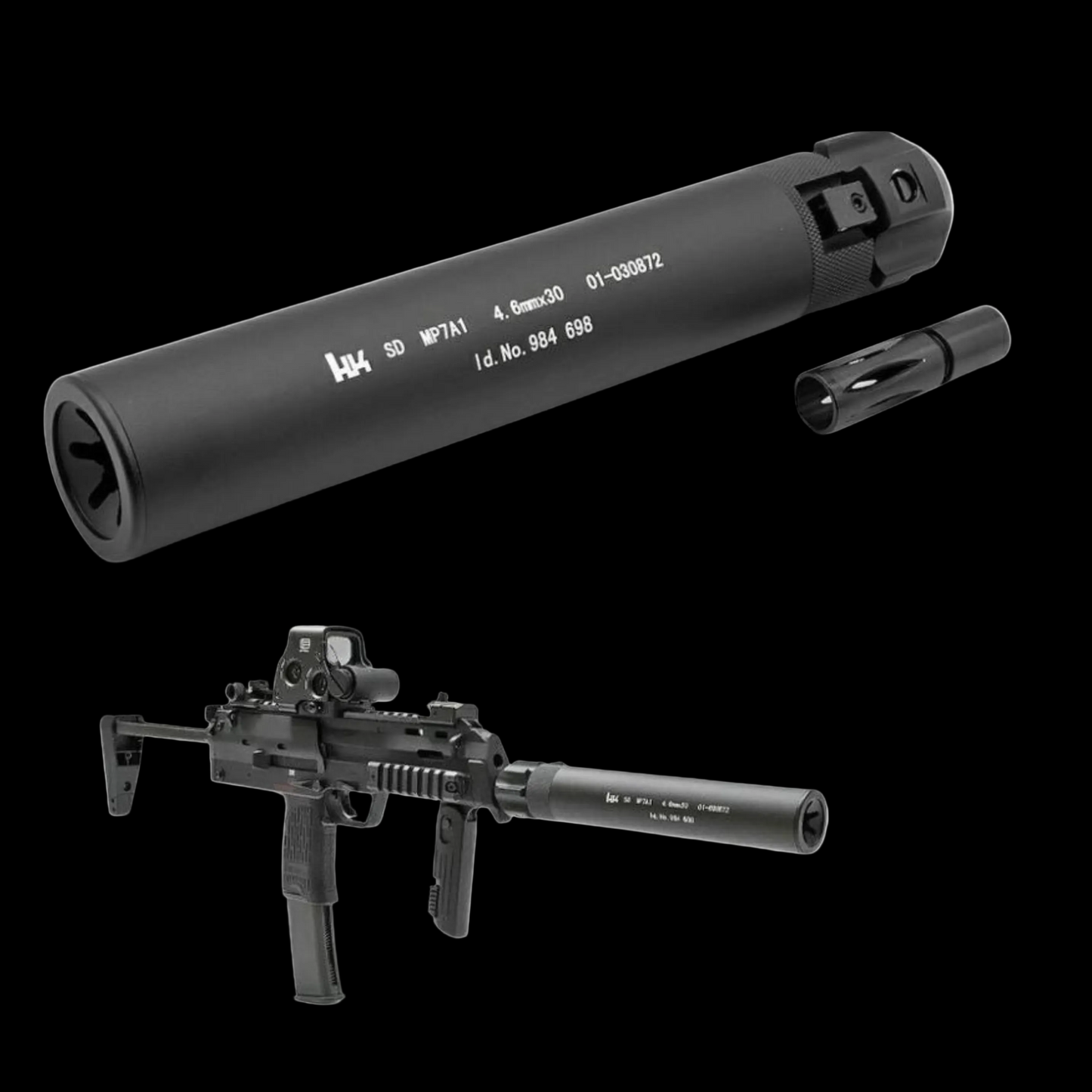 FMA Silencer Suppressor Angry MP7A1 Tactical with Flash Hider Full Metal Non Power Up