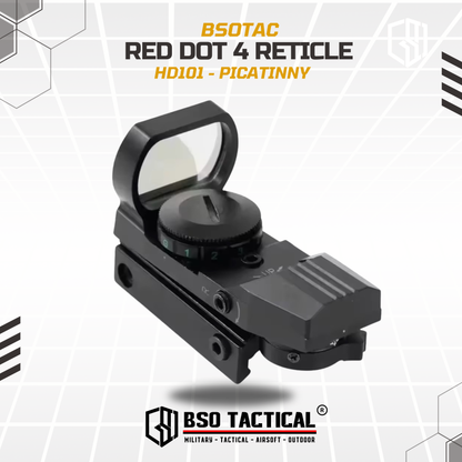 Red Green Dot Scope 4 Reticle Picatiny Mount Full Metal HD Glass - HD101