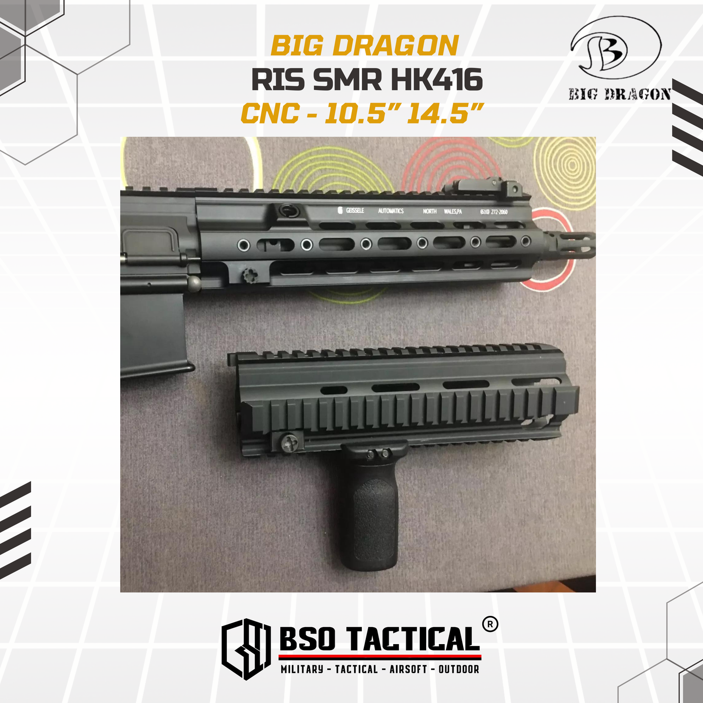 BD RIS Tactical Handguard HK416 SMR Style Full Metal Toys