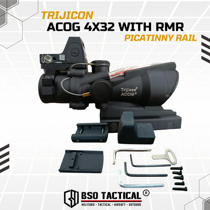 ACOG 4x32 with RMR Red Dot Tactical Sight Full Metal - Reps