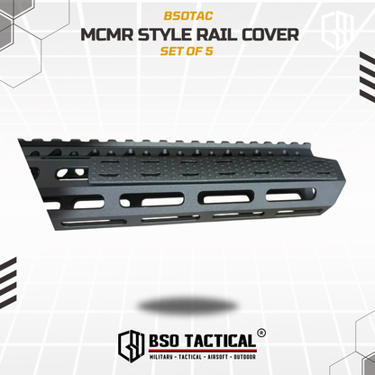 MCMR Style Rail Cover Set for MLOK RIS Anti Slip Penutup Lubang Grip Rail Kit 5 Panel Hitam Durable Polymer